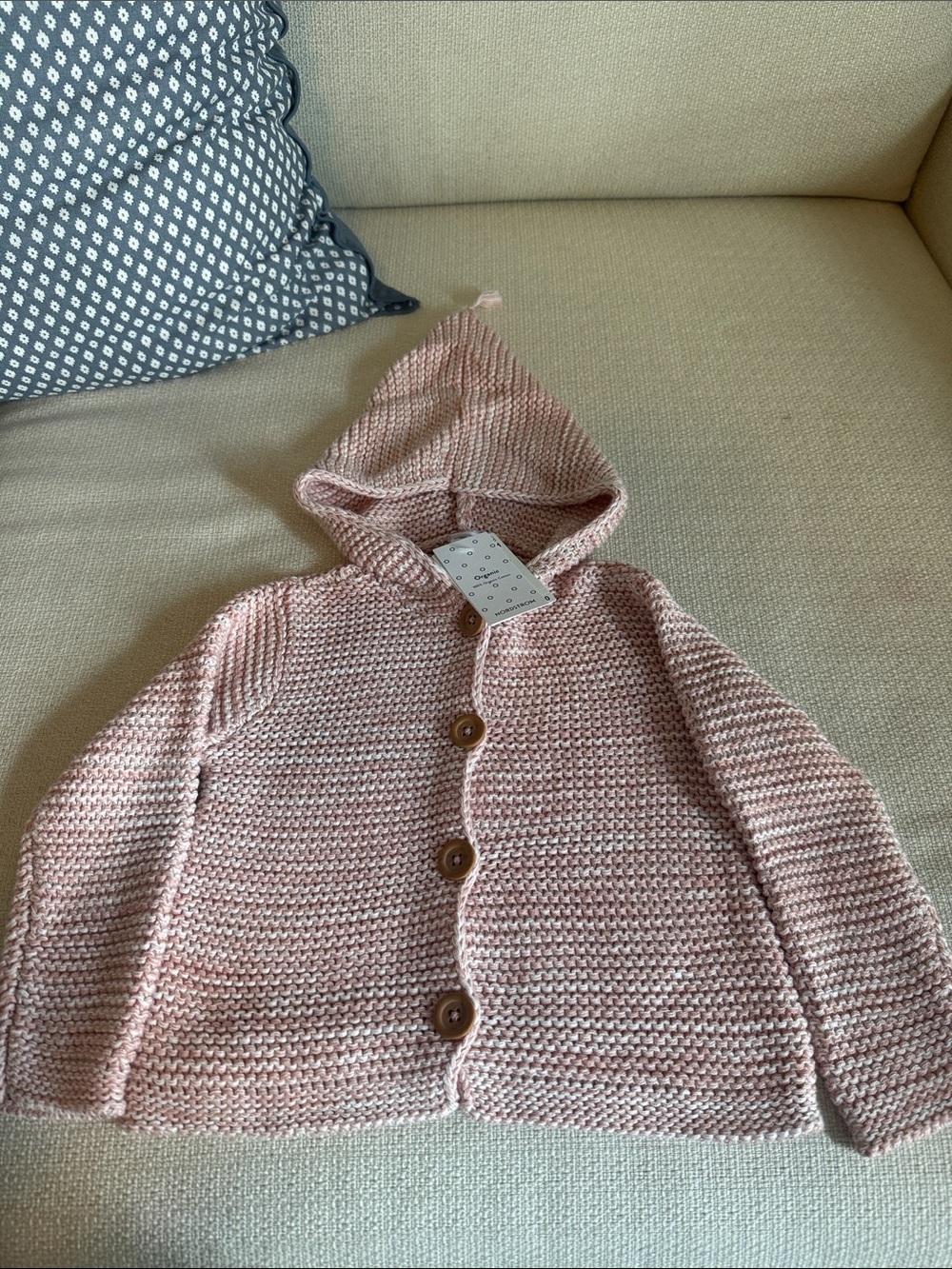 Nordstrom Blush Pink Hooded Button-Front Knit Cardigan